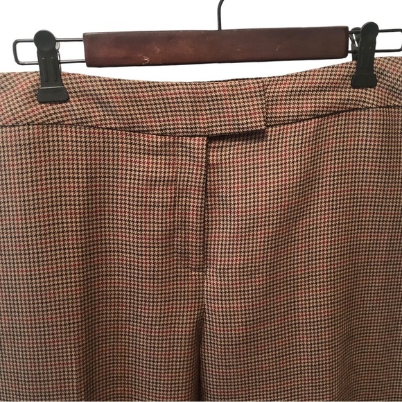 Pendleton 100% Wool Houndstooth Trouser Pant Slacks 14T Straight Leg  Brown Red - Picture 2 of 9